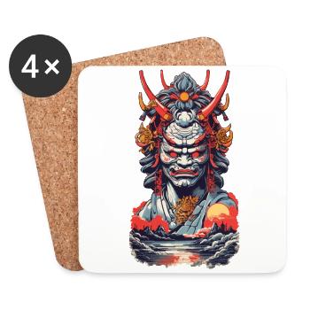 Esthétique Yokai Oni Ukiyo-e Démon Japonais - Dessous de verre (lot de 4) - blanc - Devant