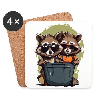 Funny Friends Garbage Cans Residents Streetwear - Coasters (set of 4) - white - Front