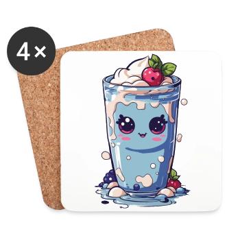 Blaubeeren Niedlicher Milchshake Süßer Spaß - Untersetzer (4er-Set) - Weiß - Vorne