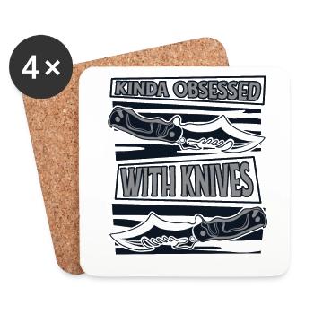 Kinda Obsessed With Knives Butcher Knife Knife - Coasters (set of 4) - white - Front