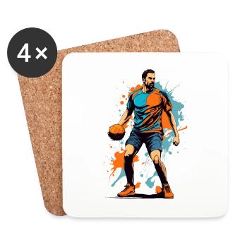 Joueur de handball Streetwear Style iconique - Dessous de verre (lot de 4) - blanc - Devant