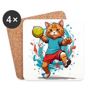 Chat de handball Style streetwear iconique - Dessous de verre (lot de 4) - blanc - Devant