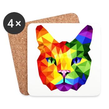 Lgbt Silhouette Poly Art Crystal Kitten Lover - Untersetzer (4er-Set) - Weiß - Vorne