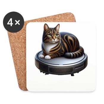 Conducteur d’aspirateur amoureux des chatons - Dessous de verre (lot de 4) - blanc - Devant