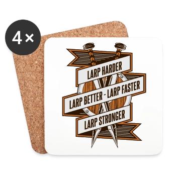 LARP Harder Better Faster Stronger LARPing Armor - Coasters (set of 4) - white - Front