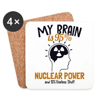 Mon cerveau est à 95% Nucléaire Uranium Nucléaire - Dessous de verre (lot de 4) - blanc - Devant