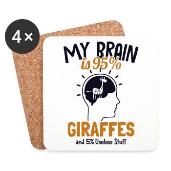 My Brain is 95% Giraffes Nubian African - Coasters (set of 4) - white - Front