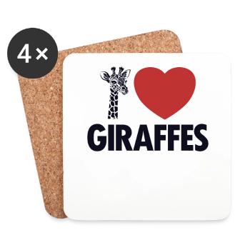 I love Giraffes Nubian African Giraffidae Giraffe - Coasters (set of 4) - white - Front