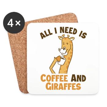 Kaffee und meine Giraffen, Giraffidae, Nubien, Afrikaner - Untersetzer (4er-Set) - Weiß - Vorne