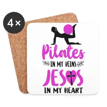 Instructeur de Pilates Enseignant Jésus - Dessous de verre (lot de 4) - blanc - Devant