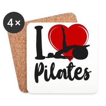 Instructeur de Pilates Enseignant Cœur I - Dessous de verre (lot de 4) - blanc - Devant