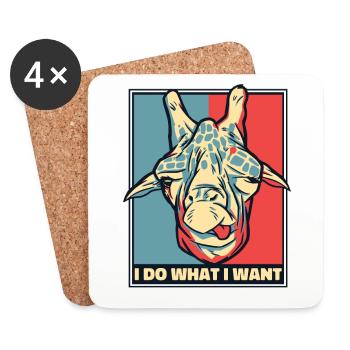 I Do What I Want Giraffidae Nubian African Giraffe - Coasters (set of 4) - white - Front