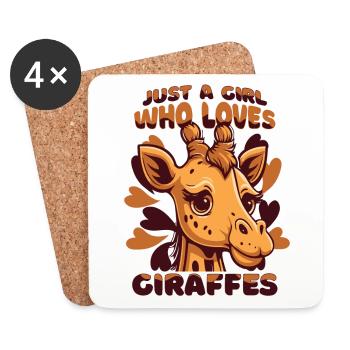 Girl Who Loves Giraffes Nubian African Giraffidae - Coasters (set of 4) - white - Front