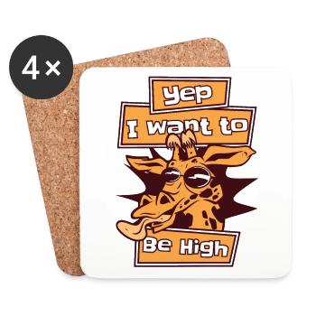 I Want To Be High African Giraffidae Nubian - Coasters (set of 4) - white - Front