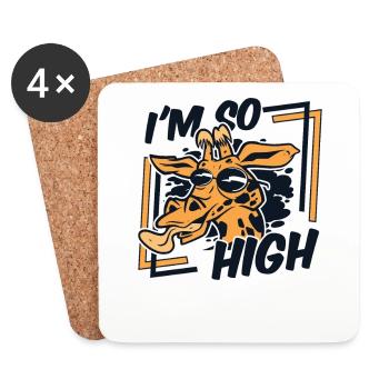 I'm So High Nubian African Giraffidae Giraffe - Coasters (set of 4) - white - Front