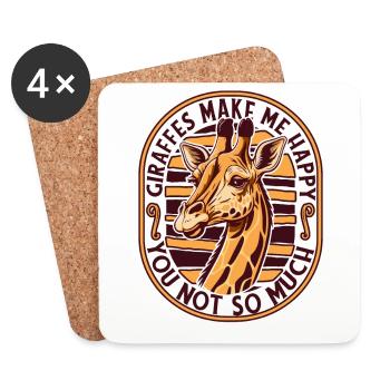 Giraffes Make Me Happy Giraffidae Nubian African - Coasters (set of 4) - white - Front