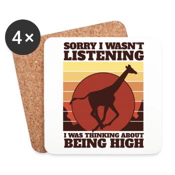 Was Thinking About Being High Giraffidae Nubian - Coasters (set of 4) - white - Front