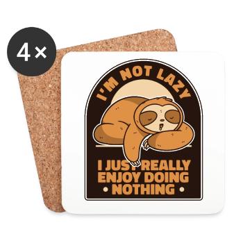 I Just Really Enjoy Doing Nothing Folivora Pilosa - Coasters (set of 4) - white - Front