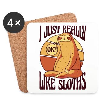 Just Really Like Sloths Pilosa Folivora - Coasters (set of 4) - white - Front