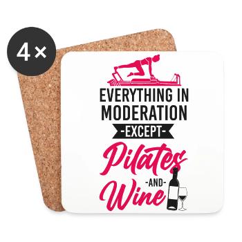Instructeur de Pilates Professeur de vin - Dessous de verre (lot de 4) - blanc - Devant