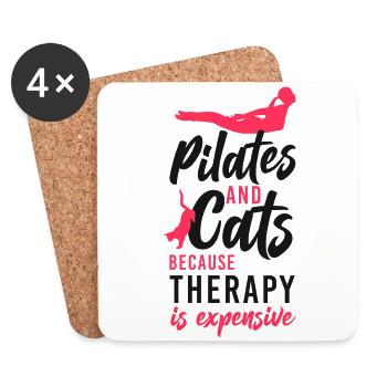 Pilates Instructor Teacher Cat - Coasters (set of 4) - white - Front