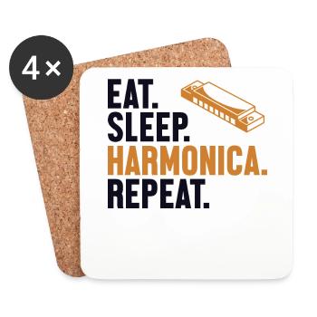 Manger Sommeil Harmonica Répéter Bouche Harmoniste Harmoniste - Dessous de verre (lot de 4) - blanc - Devant