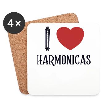 J’aime Harmonicas Harmonist Harmonicist Mouth - Dessous de verre (lot de 4) - blanc - Devant
