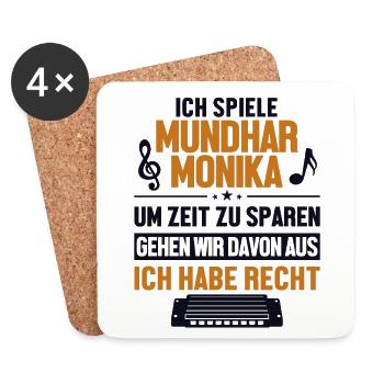 Mundharmonikaspieler hat immer Recht Harmonicist - Dessous de verre (lot de 4) - blanc - Devant