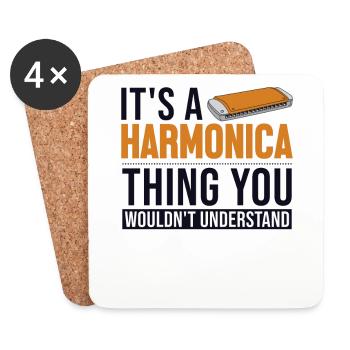 C’est une chose d’harmonica bouche harpe harmoniste - Dessous de verre (lot de 4) - blanc - Devant