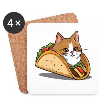 Taco Cat Cinco de Mayo Aesthetic Food Streetwear - Coasters (set of 4) - white - Front