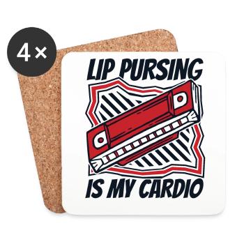 Le pincement des lèvres est ma harpe à bouche d’harmoniciste cardio - Dessous de verre (lot de 4) - blanc - Devant