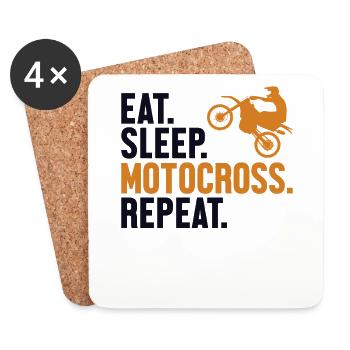 Eat Sleep Motocross Repeat Motorcycle Racing - Coasters (set of 4) - white - Front