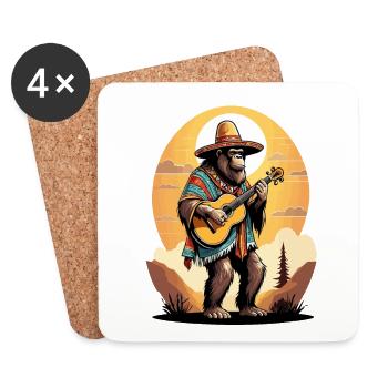Bigfoot Mexican Mariachi Guitarist - Coasters (set of 4) - white - Front