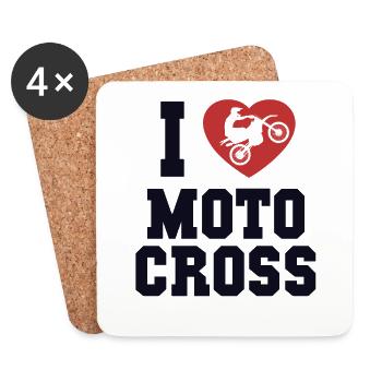 I love Motocross Racing Supermoto Motorcycle - Coasters (set of 4) - white - Front