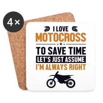 Motocross Lover Let's Assume I'm Right Motorcycle - Coasters (set of 4) - white - Front