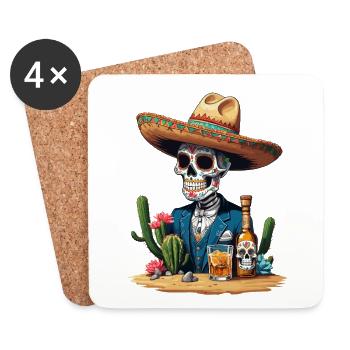 Sugar Skull Iconic Mexico Drink Celebration - Coasters (set of 4) - white - Front