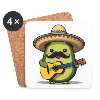 Avocado Mexican Mariachi Guitar Fiesta - Coasters (set of 4) - white - Front
