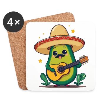 Avocat Mexicain Mariachi Guitare Fiesta - Dessous de verre (lot de 4) - blanc - Devant