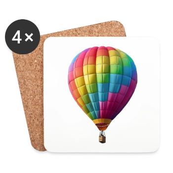 Colorful Floating Dreams in Hot Air Balloon - Coasters (set of 4) - white - Front