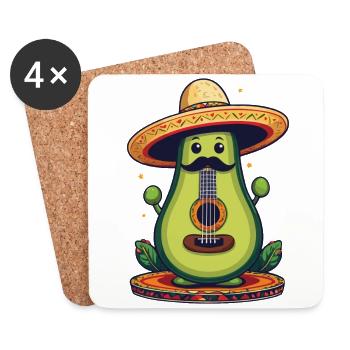 Avocado Mexikanischer Mariachi Gitarren Fiesta - Untersetzer (4er-Set) - Weiß - Vorne