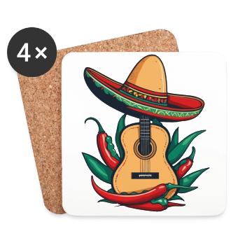 ikoniChili Mariachi Guitariste Fiesta Mexique - Dessous de verre (lot de 4) - blanc - Devant
