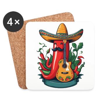Chili Mexikanischer Mariachi Gitarrist Fiesta - Untersetzer (4er-Set) - Weiß - Vorne