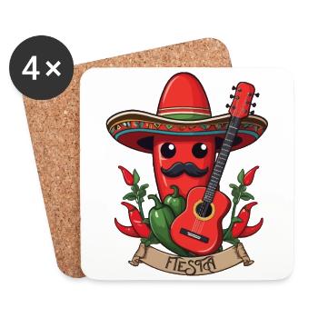 Chili Mariachi Gitarrist Mexiko Fiesta Design - Untersetzer (4er-Set) - Weiß - Vorne