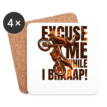 Excuse Me While I Braaap Motorcycle Racing Riders - Coasters (set of 4) - white - Front