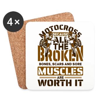 Because It's Worth It Supermoto Motorcycle Racing - Coasters (set of 4) - white - Front