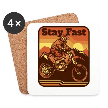 Stay Fast Motorcycle Racing Supermoto Riders - Coasters (set of 4) - white - Front