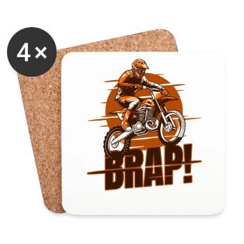 Brap! Racing Supermoto Motorcycle Riders Motocross - Coasters (set of 4) - white - Front