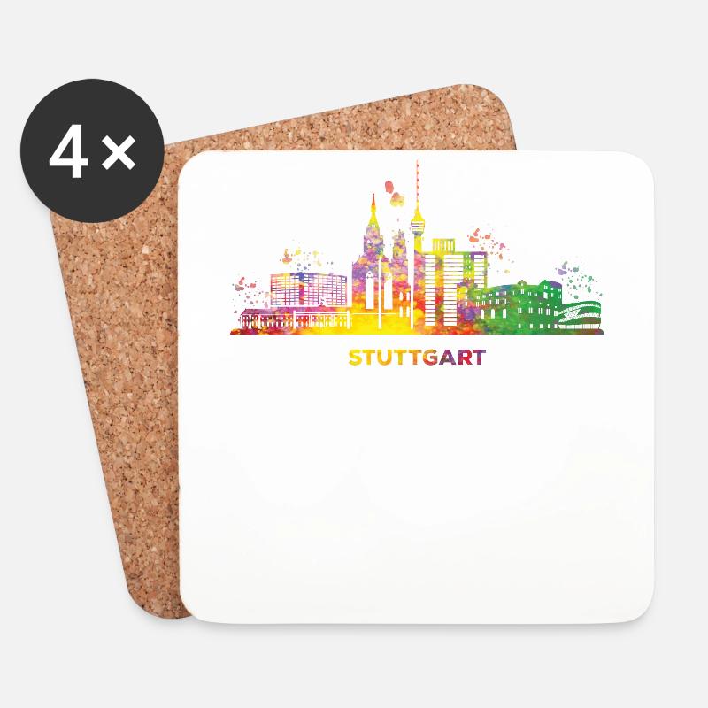 Stadtbild Stuttgart Skyline Stuttgarter - Untersetzer (4er-Set) - Weiß