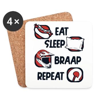 Eat Sleep Braap Repeat Supermoto Motorrad - Untersetzer (4er-Set) - Weiß - Vorne