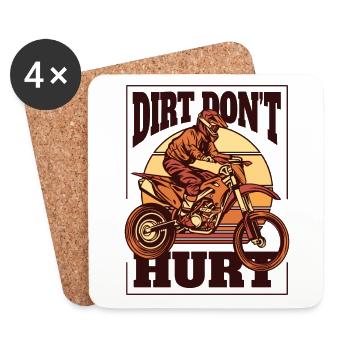 Dirt Don't Hurt Motorcycle Racing Supermoto - Coasters (set of 4) - white - Front